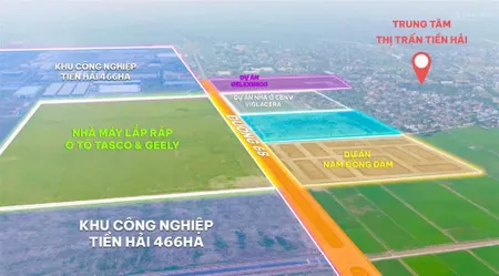Cần bán 2 ô cạnh nhau mặt chính khu công nghiệp tiền hải rộng 68m, đối diện nhà máy rắp ráp ô tô