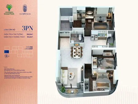 Thanh toán chỉ từ 820 triệu sở hữu ngay căn hộ 3pn2wc cao cấp tại the opus one vinhomes