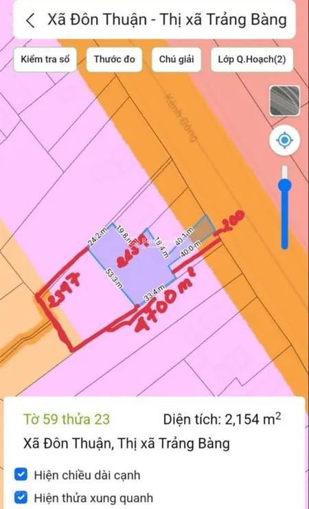 Bán đất khu dân cư mặt tiền kênh đông tây ninh, 4500m2, sẵn 300m2 thổ, full hồng, 4 tỷ 5