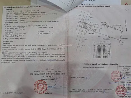 Bán đất hẻm 6m đường hậu lân 1, bà điểm, hm. diện tích 198m2