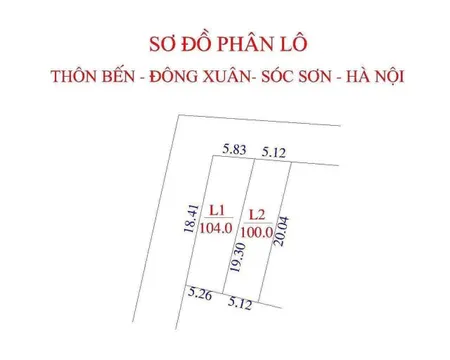 Bán đất 100m² ngang 5.26m giá 1.9 tỷ Xã Sóc Sơn