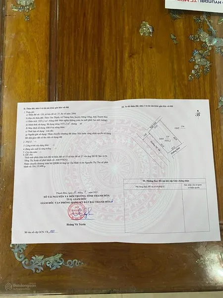 Chỉ 1 lô duy nhất! đất 1031m² full thổ cư 3 mặt tiền trục đường nhựa liên xã tượng sơn