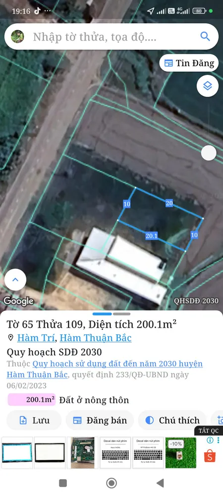 Bán đất 200m² giá 950 triệu Xã Hàm Thuận Bắc