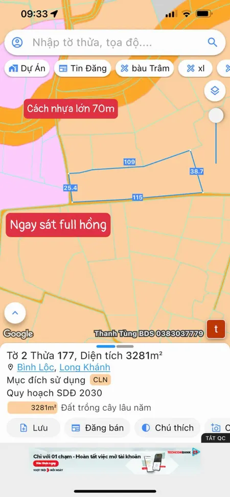 Bán đất Bình lộc, long khánh giá chỉ 900tr/1000m