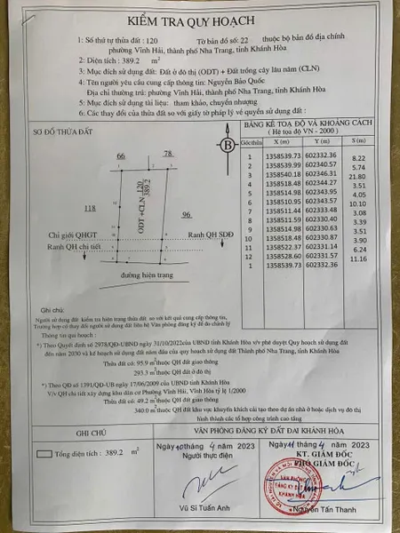 Bán đất 389.3m² ngang 13.18m giá 11.5 tỷ tại Phường Vĩnh Hải Thành phố Nha Trang