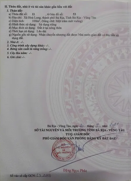 Bán đất 100m² ngang 5m giá 1.15 tỷ Phường Tam Long