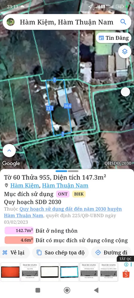 Bán đất 147m² giá 490 triệu Xã Hàm Kiệm
