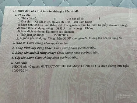 Cần bán đất vườn tại Gia Hiệp