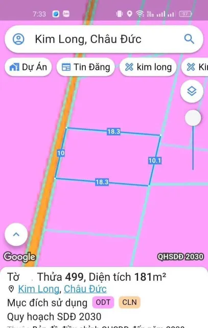 Bán đất 181m² ngang 10m giá 850 triệu Xã Kim Long