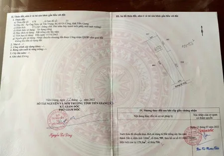 Đất thành phố gò công, 271m2 (6.5x34m), nở hậu 9m, có 100m2 thổ, có sổ riêng, 800 triệu