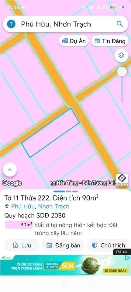 Chính chủ bán lô đất 5x18 đường phan văn đáng, nhơn trạch 2 tỷ thương lượng