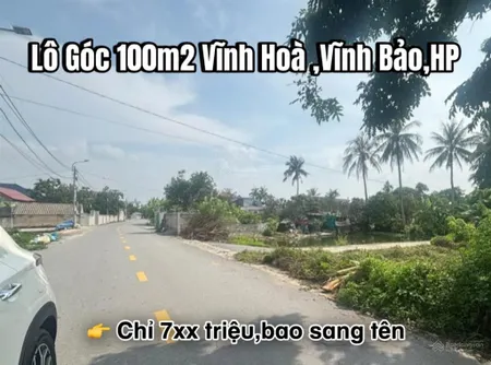Bán đất 100m2 tại xã vĩnh long, vĩnh bảo, hải phòng, 755 triệu