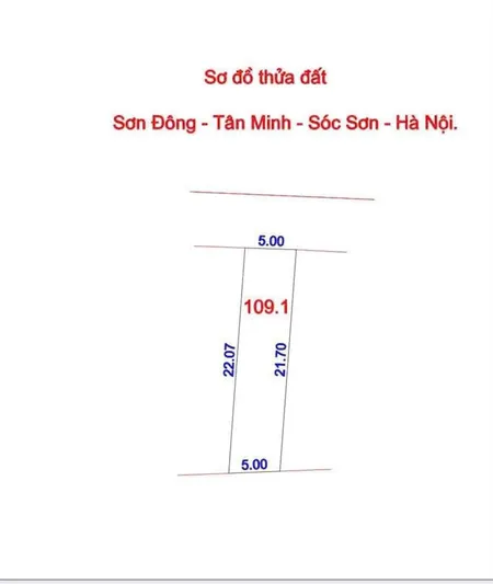 109,1 m2 vệ sơn đông tân minh sóc sơn hà nội full thổ cư mt 5m =hậu đường rộng 3m