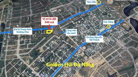 Bán lô góc 2mt khu đô thị golden hill, liên chiểu dt khủng 540m2 giá cực rẻ chỉ 22tr/m2