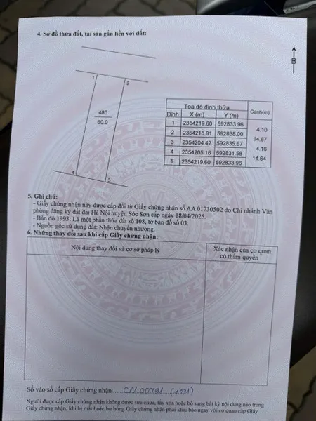 Bán đất 60m² ngang 4.16m giá 1.32 tỷ Xã Đa Phúc