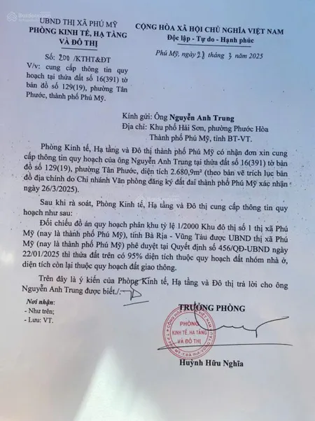 Bán đất 2680m² ngang 33m giá 34.8 tỷ Phường Tân Phước