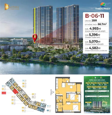 Chính chủ cần bán căn hộ 2pn b0611 masteri rivera đà nẵng chiết khấu 3%
