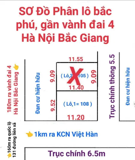 Bán đất 108m² ngang 9.52m giá 2.59 tỷ Xã Đa Phúc