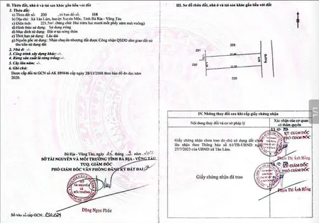 Bán đất 221m² ngang 7m giá 1.33 tỷ Xã Bàu Lâm