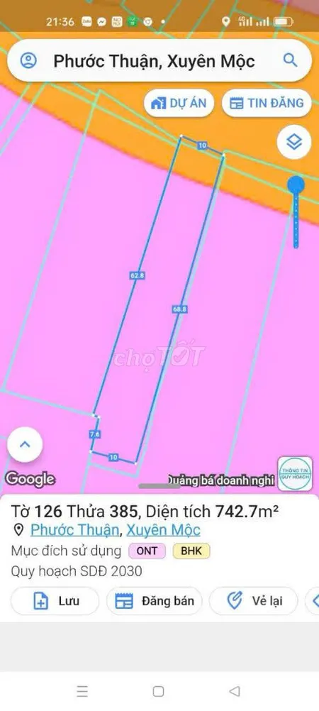 Bán đất 742m² ngang 10m giá 18 tỷ Xã Hồ Tràm