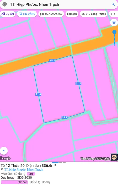 Bán đất 110m² giá 2.1 tỷ Xã Nhơn Trạch