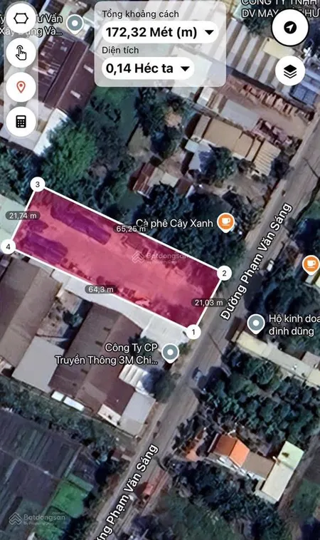 Bán đất 1432m2 mặt tiền phạm văn sáng, giá 22.5tỷ