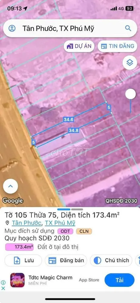 Bán đất 174m² ngang 5m giá 6.9 tỷ Phường Tân Phước