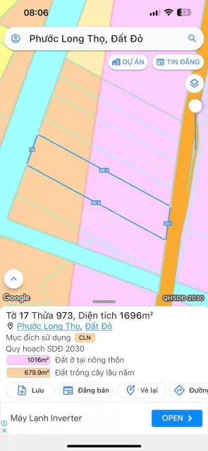 Bán đất 1700m² ngang 20m giá 2.8 tỷ Xã Đất Đỏ