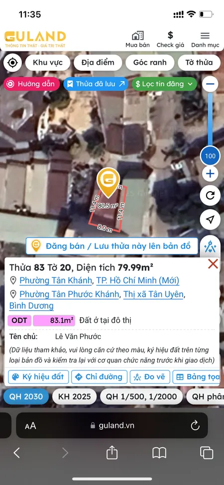 Bán đất 80m² ngang 4m giá 2 tỷ Phường Tân Khánh