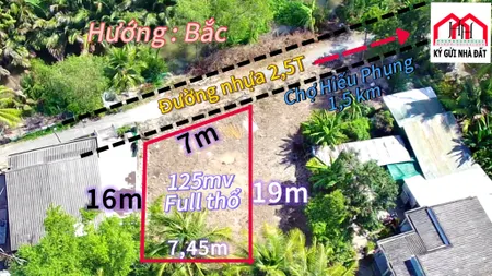 Bán đất 125m² ngang 7m giá 295 triệu Xã Hiếu Phụng