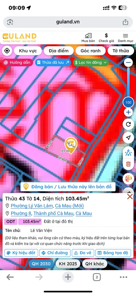 Bán đất 103.5m² giá 1.5 tỷ Phường Lý Văn Lâm