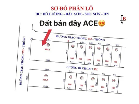 Bán đất 408m² ngang 14m giá 4.5 tỷ Xã Trung Giã