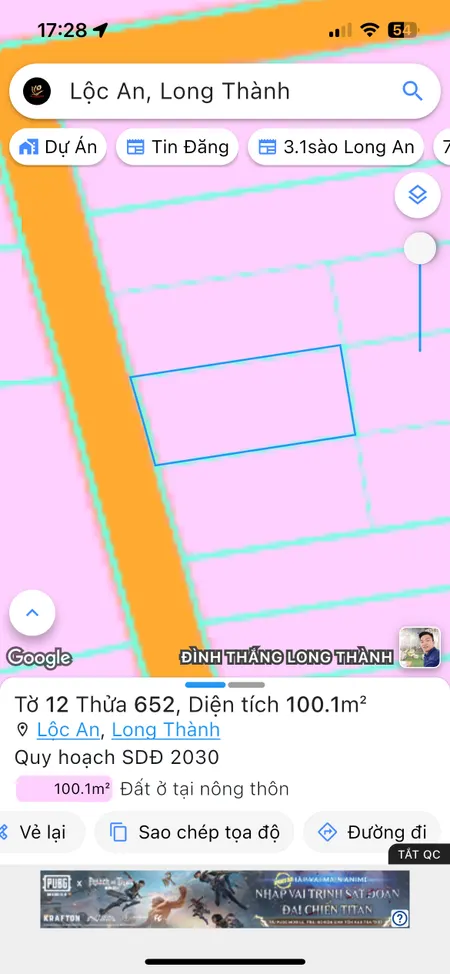 Bán đất 100m² ngang 6,5m giá 1.29 tỷ Xã Long Thành
