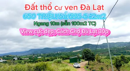 View đẹp giá rẻ có thổ cư 650TR/542m2(100m2 TC) ngang 10m☎️0938.60.9098