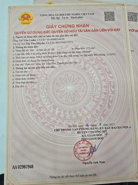 Chính chủ bán đất chương mỹ tp hà nội diện tích 275m2 mặt tiền 12m đường ô tô