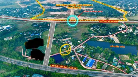 Đất giáp cổng kcn tam dương chỉ 1tỷ590tr, mặt tiền 5,38m