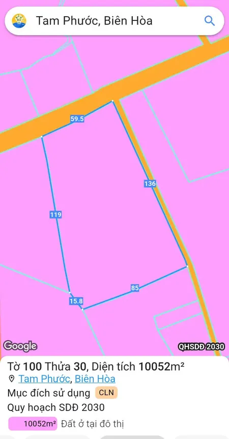 Bán đất 10051.5m² ngang 59m giá 35 tỷ Phường Tam Phước