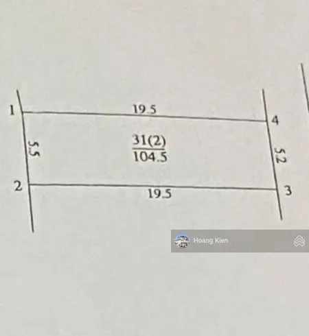 Bán đất thanh đàm hoàng mai 104.5m2 mặt tiền 5.2m giá 135tr/m ngõ thông kd, ô tô tránh