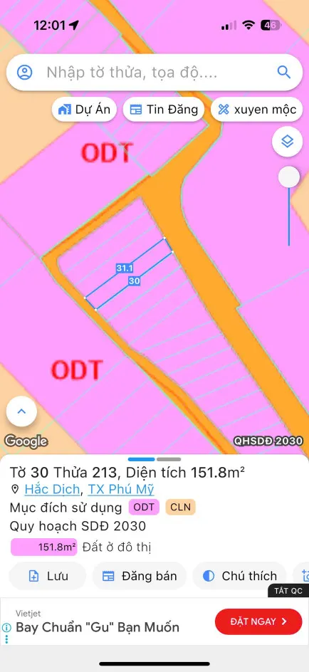 Bán đất 152.8m² ngang 5m giá 1 tỷ Phường Tân Thành