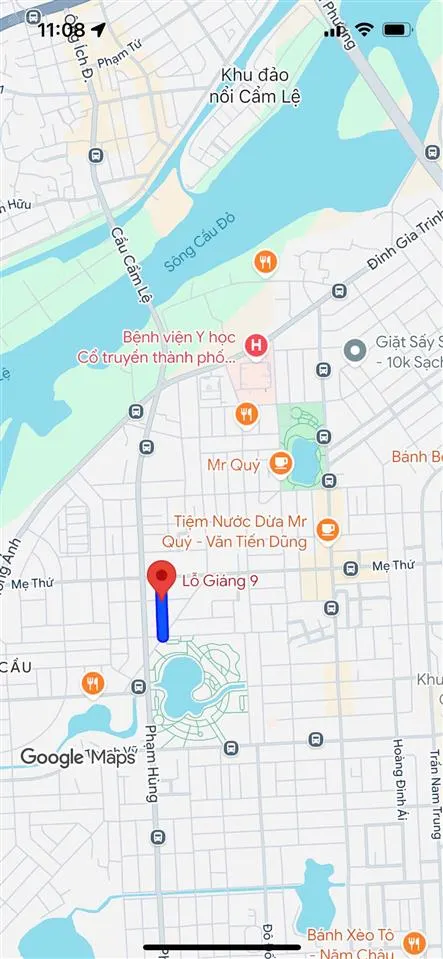 Bán đất mt đường lỗ giáng 9, hòa xuân, cẩm lệ, dt 100m, giá 4 tỷ 09 tl