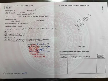 Đất siêu đẹp nam tân, nam sách. mặt tiền 6m, tổng diện tích 120m2, trước cửa lưu không + đường 10m