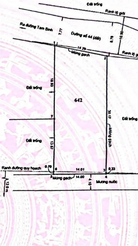 446 m2 đất mặt tiền đường 44 phường hiệp bình chánh, tp. thủ đức 45tr/m2