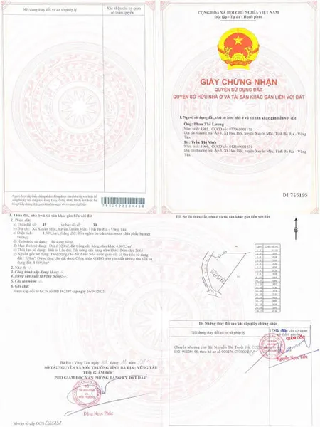 Bán đất 4389.3m² ngang 100m giá 16.8 tỷ Xã Xuyên Mộc