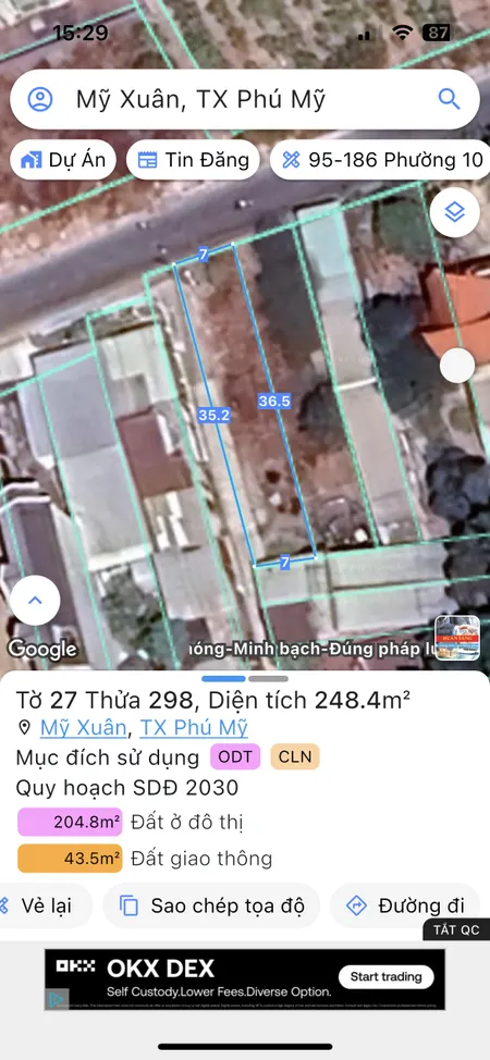 Bán đất 248,4m² ngang 7m giá 6 tỷ Phường Phú Mỹ