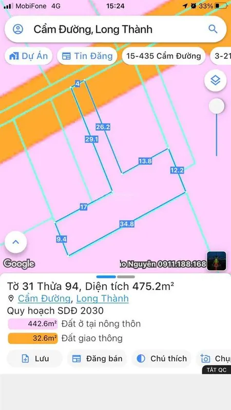 Bán đất suối quýt, 1,5 tỷ, 475m2, pháp lý đầy đủ, long thành, đồng nai