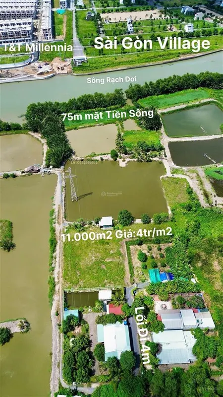 Bán đất ven sông hiệp phước nhà bè 11.000m2 đối diện t&t millennia phù hợp quán ăn sân vườn câu cá