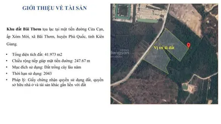Bán đất cửa cạn, bãi thơm, phú quốc, kiên giang, 105 tỷ, 41973 m2 giá tốt