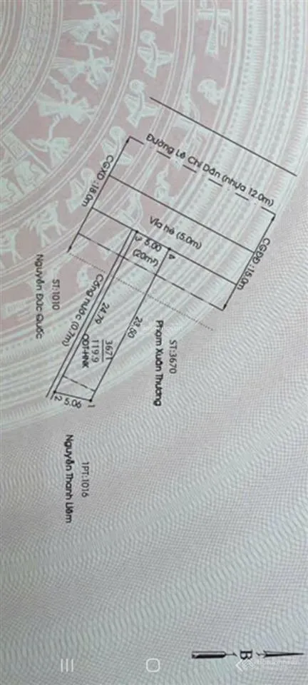 Đất mt kdc đường lê chí dân, tân an, dt 5x24, thổ cư 75, đường 12m, lđ 0949 243 ***