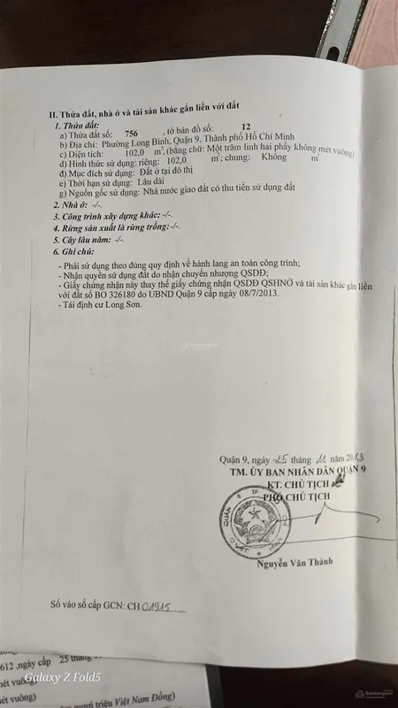 Bán đất khu tđc long sơn, p. long bình, tp. thủ đức
