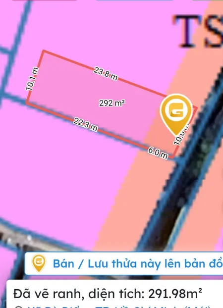 Bán đất 292m² ngang 10m giá 12 tỷ Xã Bà Điểm